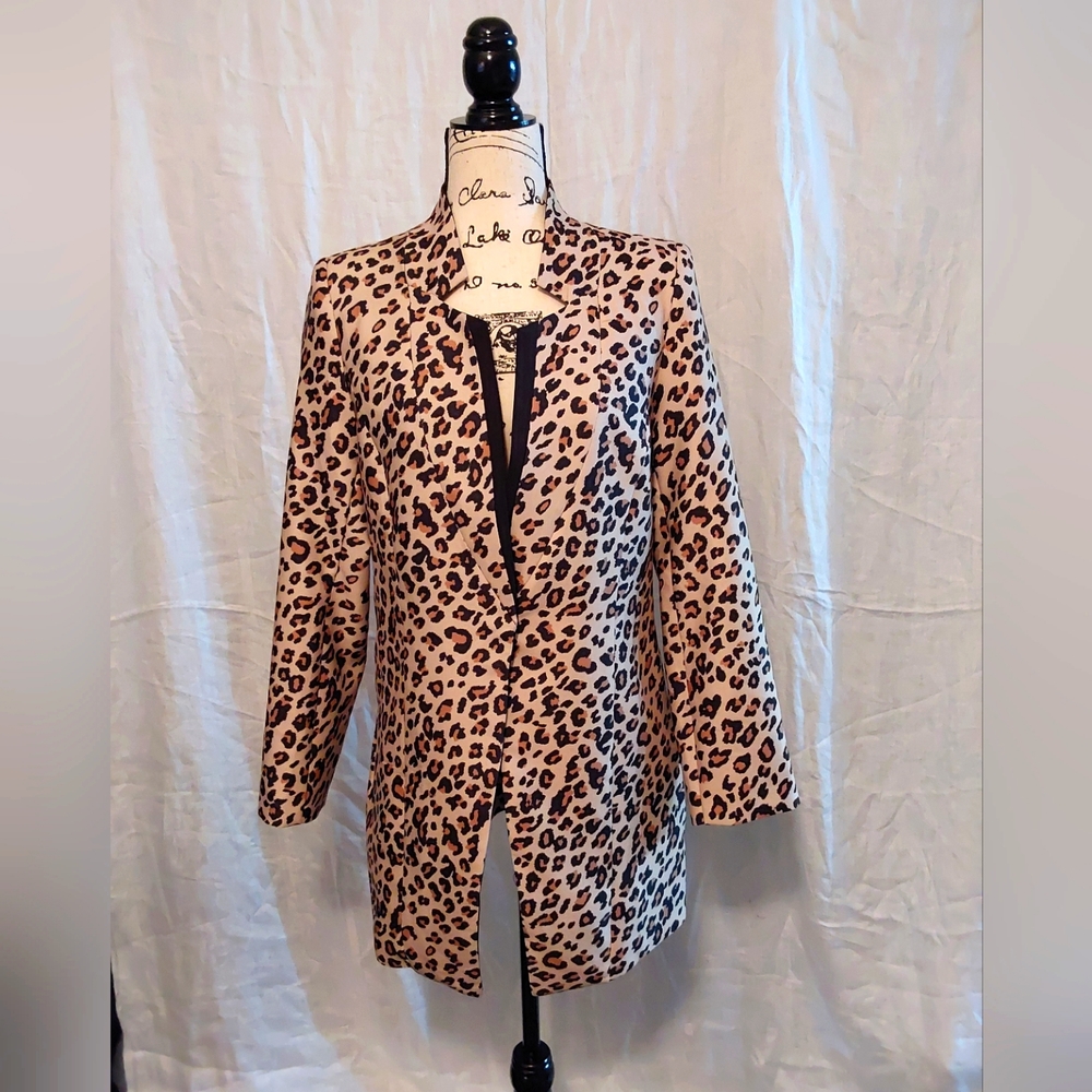 Floryday Leopard Print Open Front Blazer - image 1